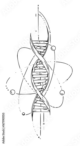 Striking DNA molecule art for scientific projects, modern science education and genetic research visuals