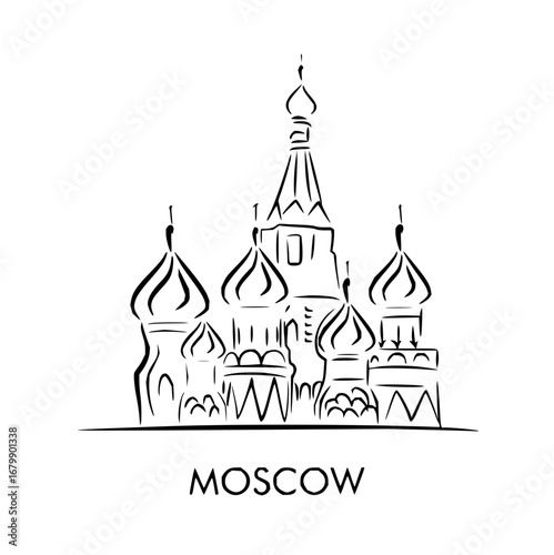 Stunning Moscow architectural landmark drawing for travel posters and tourism designs