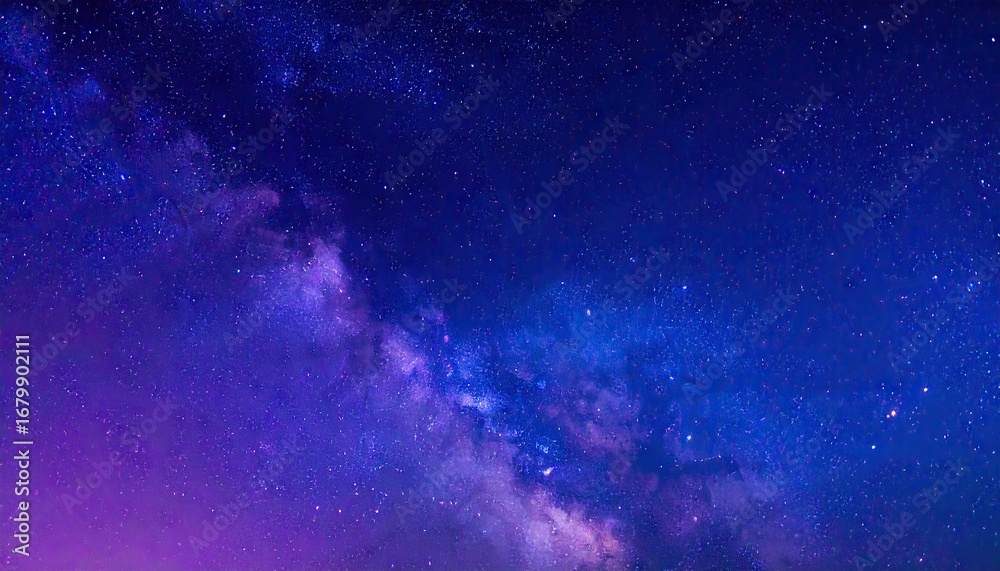 Fototapeta premium Vibrant Purple And Blue Night Sky Starfield Milky Way Galaxy