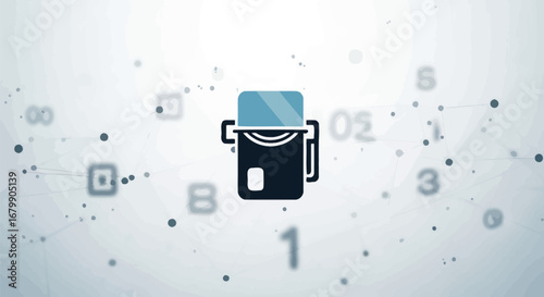 Card reader illustration representing financial transactions and technology.