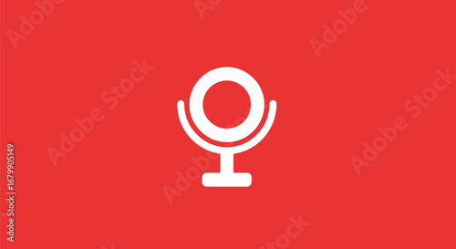 Minimalist white icon of a desktop webcam or mirror.