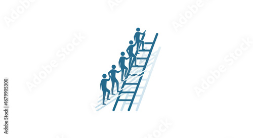 Team Climbing Ladder: Achieving Goals Together.