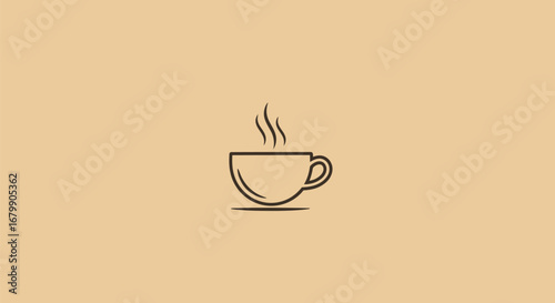 Minimalist coffee cup icon with steam representing a warm beverage.
