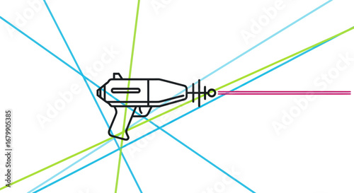 Futuristic Ray Gun with Red Laser Beam.
