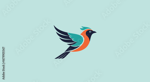 Vibrant bird illustration showcasing detailed wings and colorful plumage design.