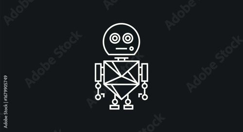 Minimalist Robot Illustration with Geometric Design and Circular Eyes.