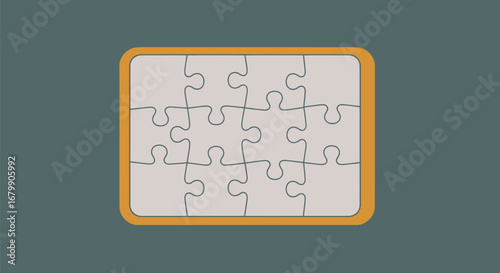 A rectangular jigsaw puzzle with many interlocking pieces forming a cohesive whole.