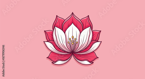 Elegant lotus flower illustration showcasing delicate petals and vibrant colors a symbol of purity and beauty.