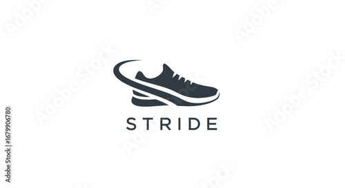 Stride running shoe logo design for athletic footwear brand.