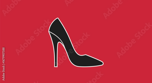 Elegant Black High-Heeled Pump Shoe.