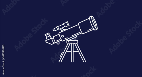 Detailed Outline Drawing of a Telescope.