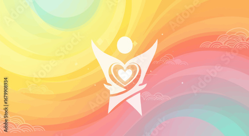 Stylized Human Figure with Heart: Symbol of Care and Unity.