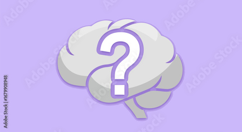 Brain with Question Mark Symbol of Mental Uncertainty.