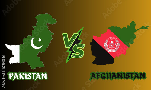 Pakistan v/s versus Afghanistan cricket match player, batsman, bowler, wicketkeeper, fielder silhouette vector illustration of a cricket match in cricket sport and cricket game vector editable file.	