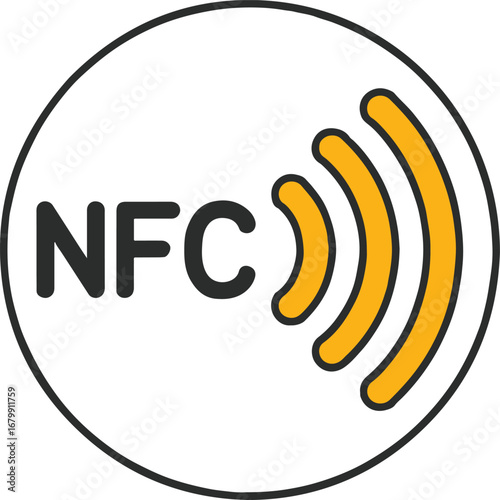 Nfc near field communication symbol isolated on white background, representing contactless payment technology, wireless connection, and fast data transfer for mobile devices