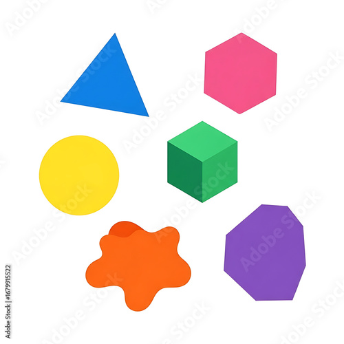 Free Download Collection of colorful geometric shapes isolated on white background - GFXLoad
