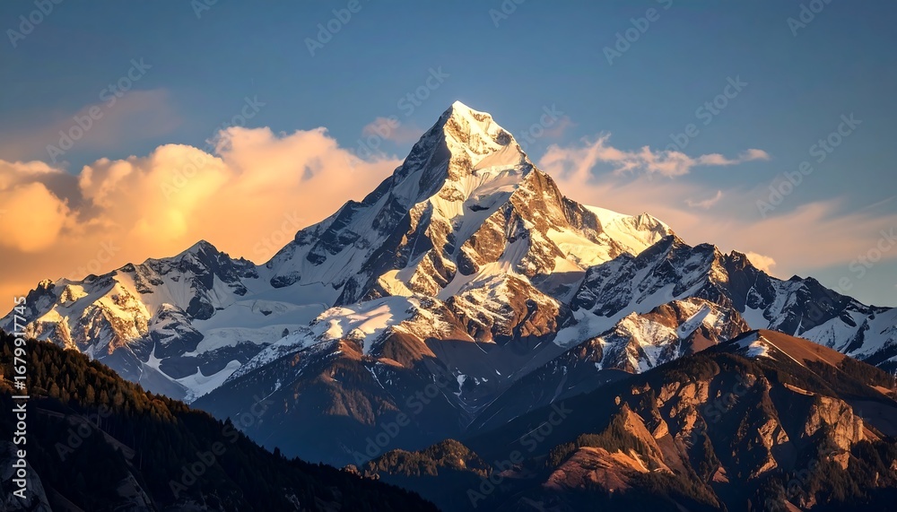 Fototapeta premium Majestic mountain peak at dawn