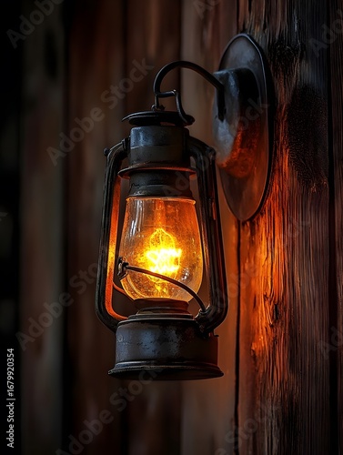 Rustic Vintage Lantern: Classic Outdoor Lighting with Warm Glow and Cozy Ambiance