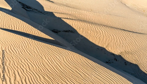 Fototapeta Naklejka Na Ścianę i Meble -  Beige Sand Dune Texture with Light and Shadow Patterns
