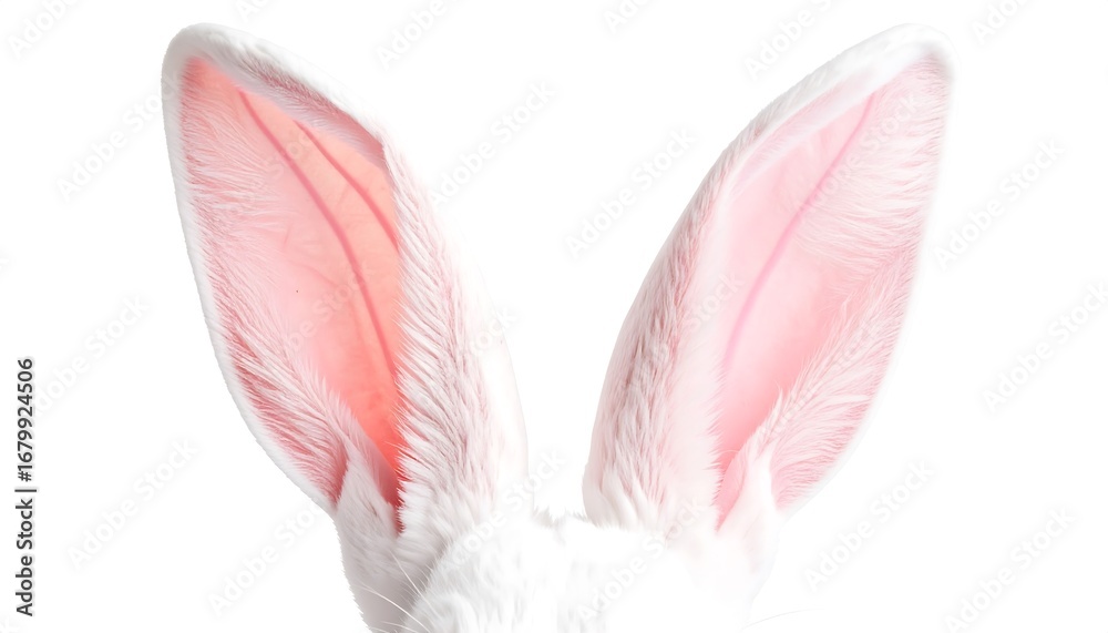 Obraz premium Close-up of a white rabbit's ears