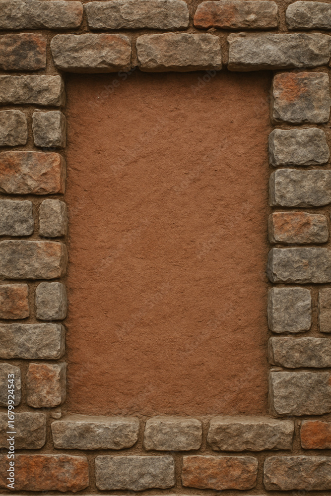 Fototapeta premium Rustic Brick Frame: Terracotta Center Inset