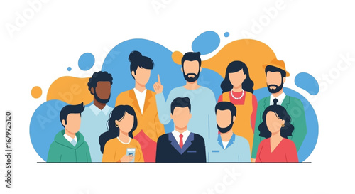 Diverse group of professionals and individuals representing teamwork, community, and various lifestyles. Ideal for business, social media, or inclusive concepts.
