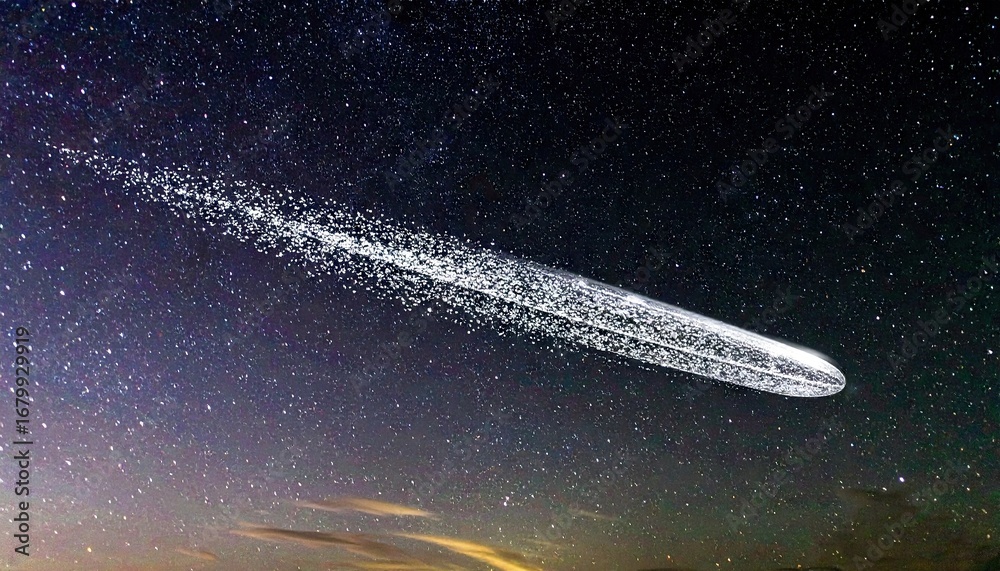 Obraz premium Glittering Comet Tail Across Night Sky