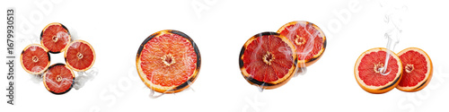 Grilled grapefruit slices with smoke. Fruit, citrus, cooking, healthy, fresh, dessert, vitamin C, summer
