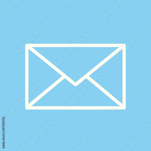 Minimalistic illustration of an envelope on a light blue background, symbolizing communication and messaging