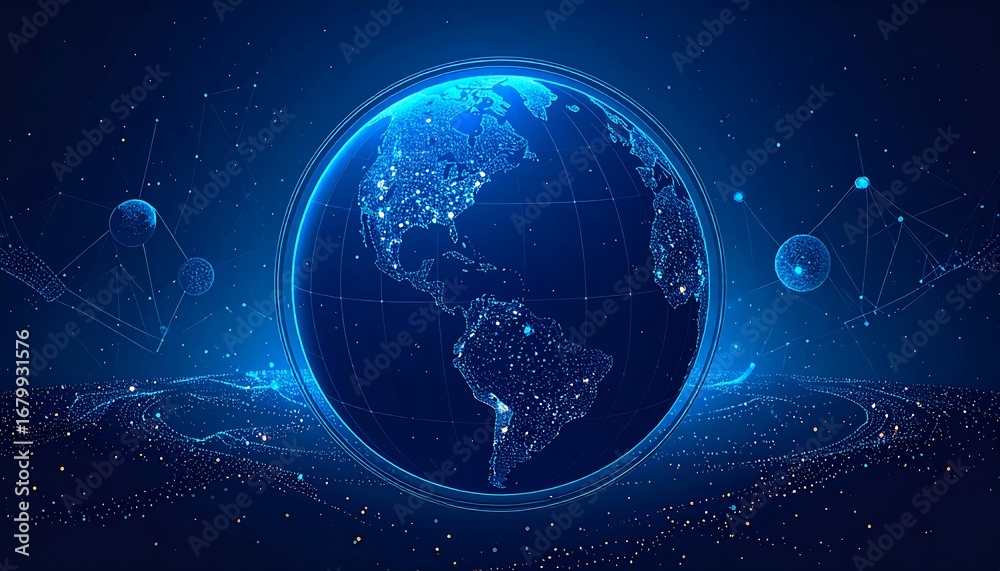 Obraz premium Digital globe, futuristic design