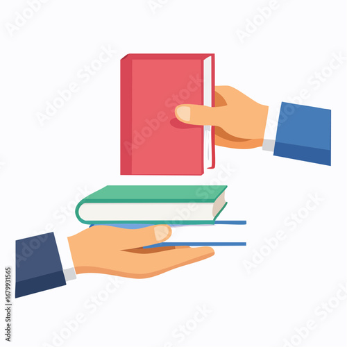 Hands Exchanging Books Illustration