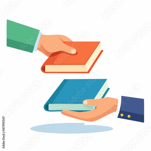Hands Exchanging Books Illustration