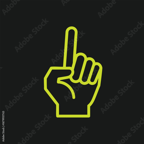 A stylized illustration of a raised hand signaling for attention against a dark background, symbolizing communication and engagement