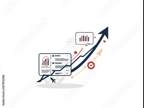 Elevated Trends: An animated graphic of rising stock market indicators, including a prominent arrow pointing upwards, signifying the growth and prosperity of the financial market.