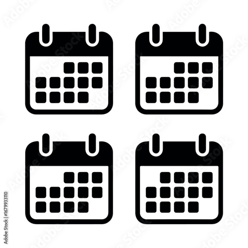 Calendar icon set vector illustration for appointment schedule date event day month planner and reminder 100