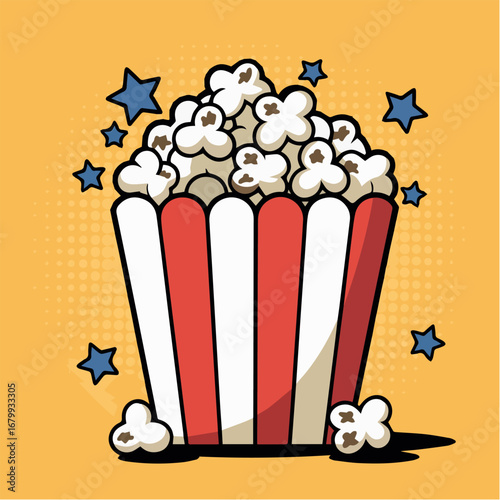 Delicious popcorn vector illustration for movie night snack food and cinema entertainment design icon art