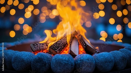 Cozy Outdoor Fire Pit at Night