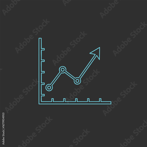Minimalist line graph illustrating a rising trend with axis markers, set against a dark background for clarity