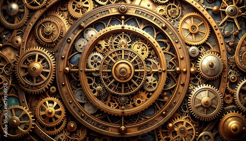 Intricate gears and cogs in a complex mechanical design
