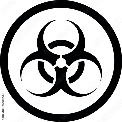 Biohazard symbol vector image for danger warning sign and biological hazard alert in black and white graphic