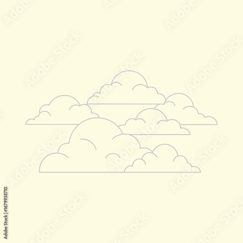 Soft, fluffy clouds scattered across a pale background, evoking a serene atmosphere perfect for calming designs