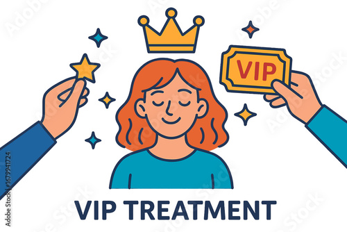 VIP treatment concept with woman receiving special attention  