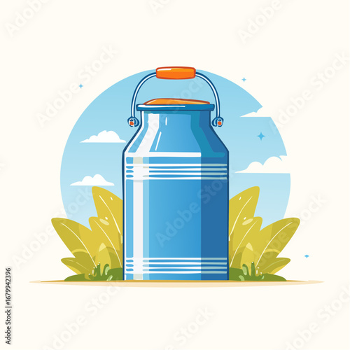 Light Blue Milk Can Illustration