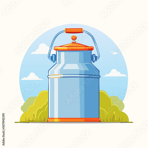 Pixel Art Metal Milk Can Outdoor Scene