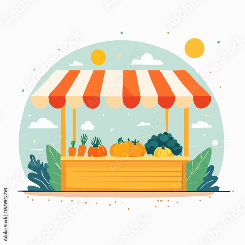 Colorful Fresh Produce Market Stall