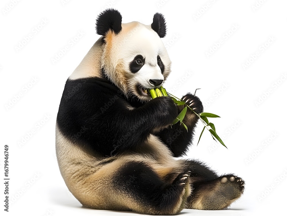 Naklejka premium Cute and Playful Giant Panda Wildlife Photography with Bamboo in Habitat