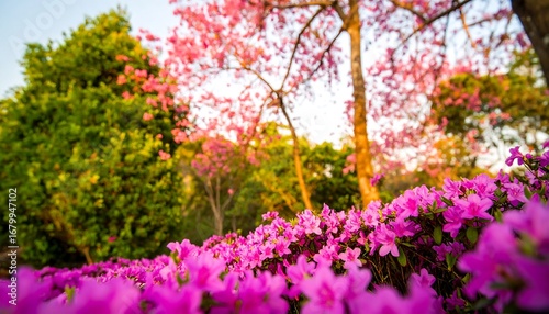 Wallpaper Mural Radiant springtime blossoms under the gentle sunlit canopy of trees Torontodigital.ca