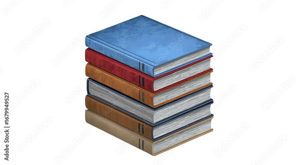 Fototapeta premium Realistic Textured Stack of Colorful Book Learning Education Element