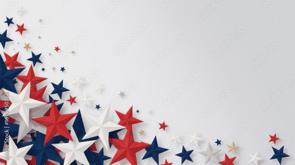 Obraz premium Patriotic Background with Red White and Blue Stars for Celebrating American Holidays and Supporting the USA 