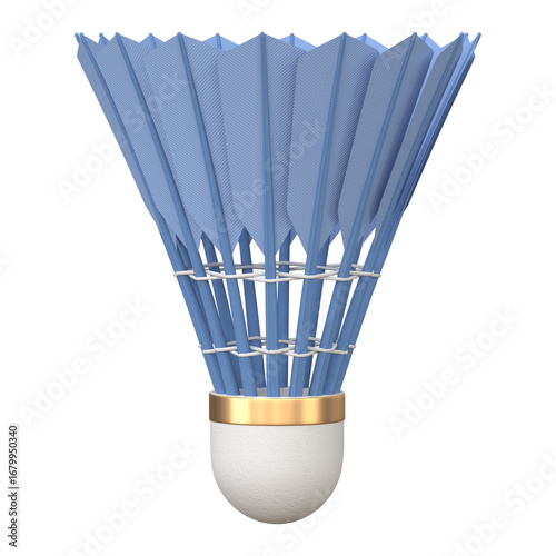 Blue classic badminton shuttlecock for sports 3d render